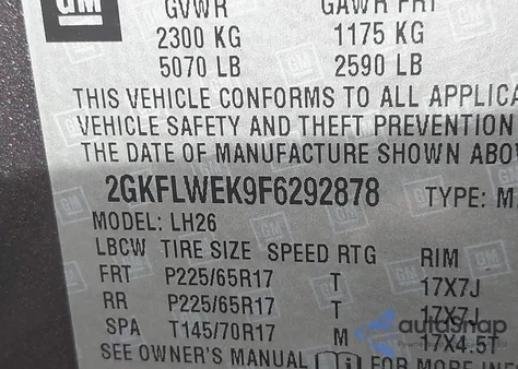 2015 GMC Terrain Sle-2 из США, поврежденный, VIN 2GKFLWEK9F6292878